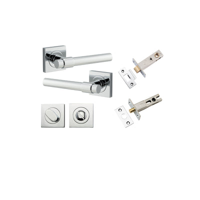 Helsinki Lever on Square Rose Polished Chrome Privacy Kit