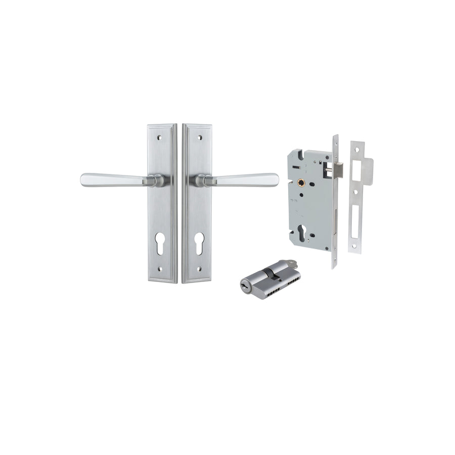 Copenhagen Lever Stepped Brushed Chrome Entrance Kit - Key/Key