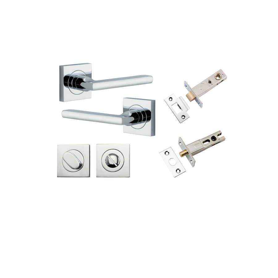 Baltimore Lever on Square Rose Polished Chrome Privacy Kit