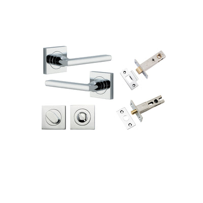 Baltimore Lever on Square Rose Polished Chrome Privacy Kit