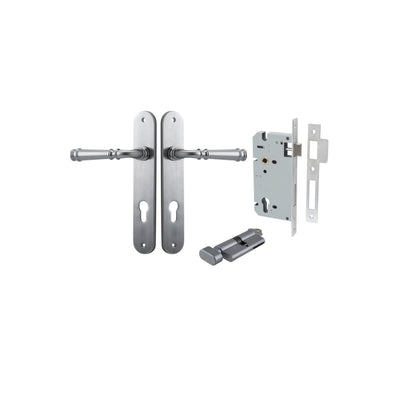 Verona Lever Oval Brushed Chrome Entrance Kit - Key/Thumb Turn