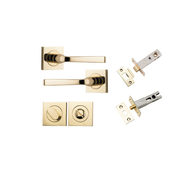 Annecy Lever on Square Rose Polished Brass Privacy Kit