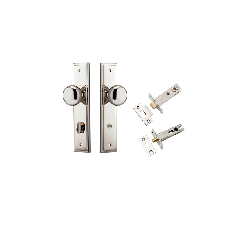 Cambridge Knob Stepped Polished Nickel Privacy Kit