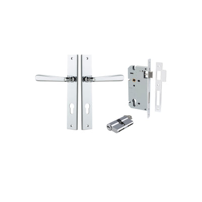 Copenhagen Lever Rectangular Polished Chrome Entrance Kit - Key/Key