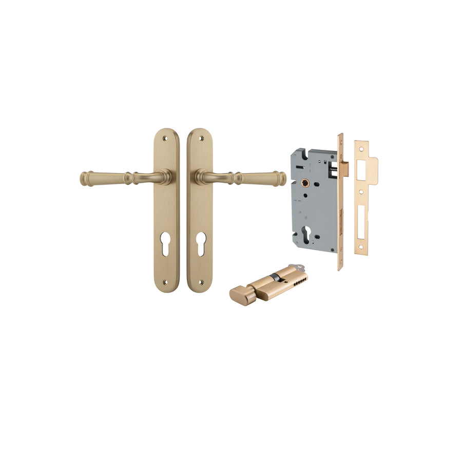 Verona Lever Oval Brushed Brass Entrance Kit - Key/Thumb Turn