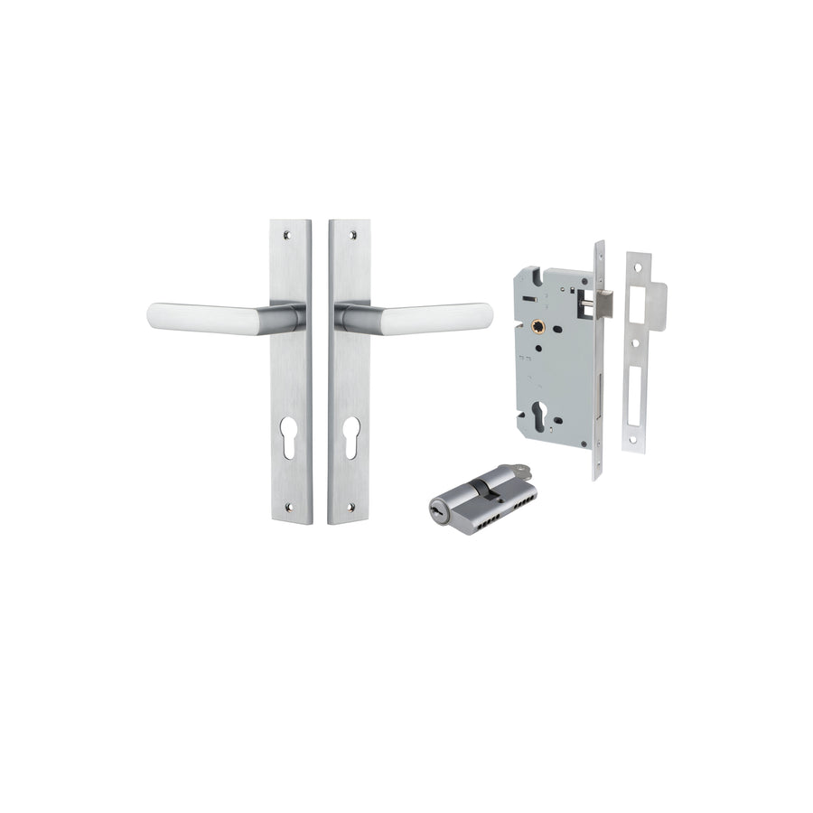 Osaka Lever Rectangular Brushed Chrome Entrance Kit - Key/Key
