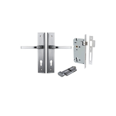 Annecy Lever Stepped Brushed Chrome Entrance Kit - Key/Thumb Turn