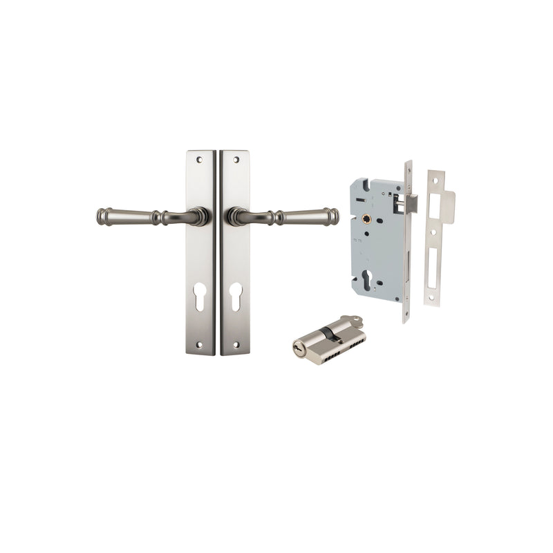 Verona Lever Rectangular Satin Nickel Entrance Kit - Key/Key