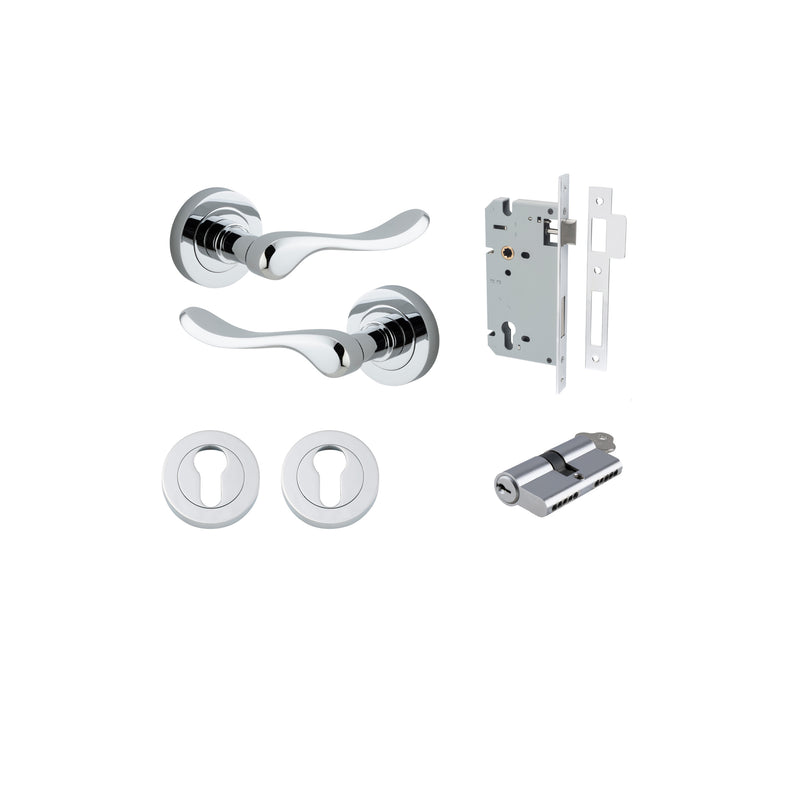 Stirling Lever on Rose Polished Chrome Entrance Kit - Key/Key