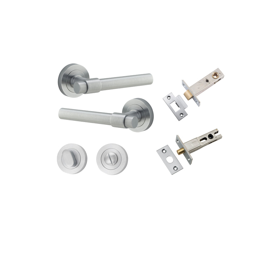 Helsinki Lever on Rose Brushed Chrome Privacy Kit