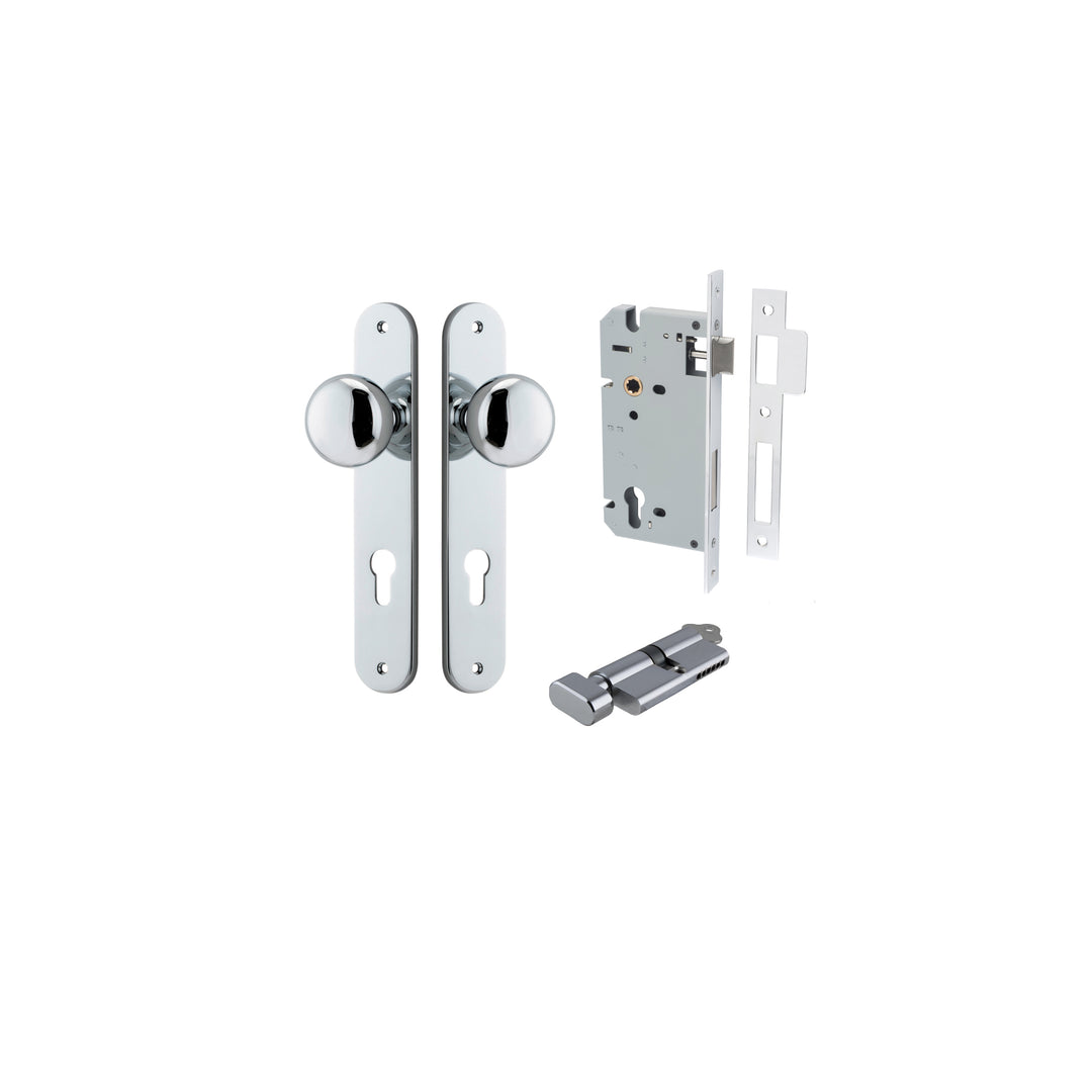 Cambridge Knob Oval Polished Chrome Entrance Kit - Key/Thumb Turn