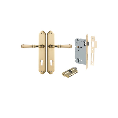 Verona Lever Shouldered Polished Brass Entrance Kit - Key/Key