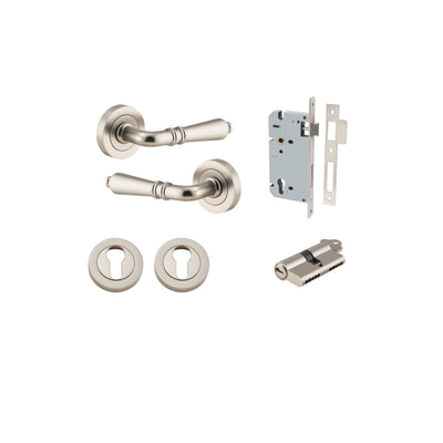 Sarlat Lever on Rose Satin Nickel Entrance Kit - Key/Key