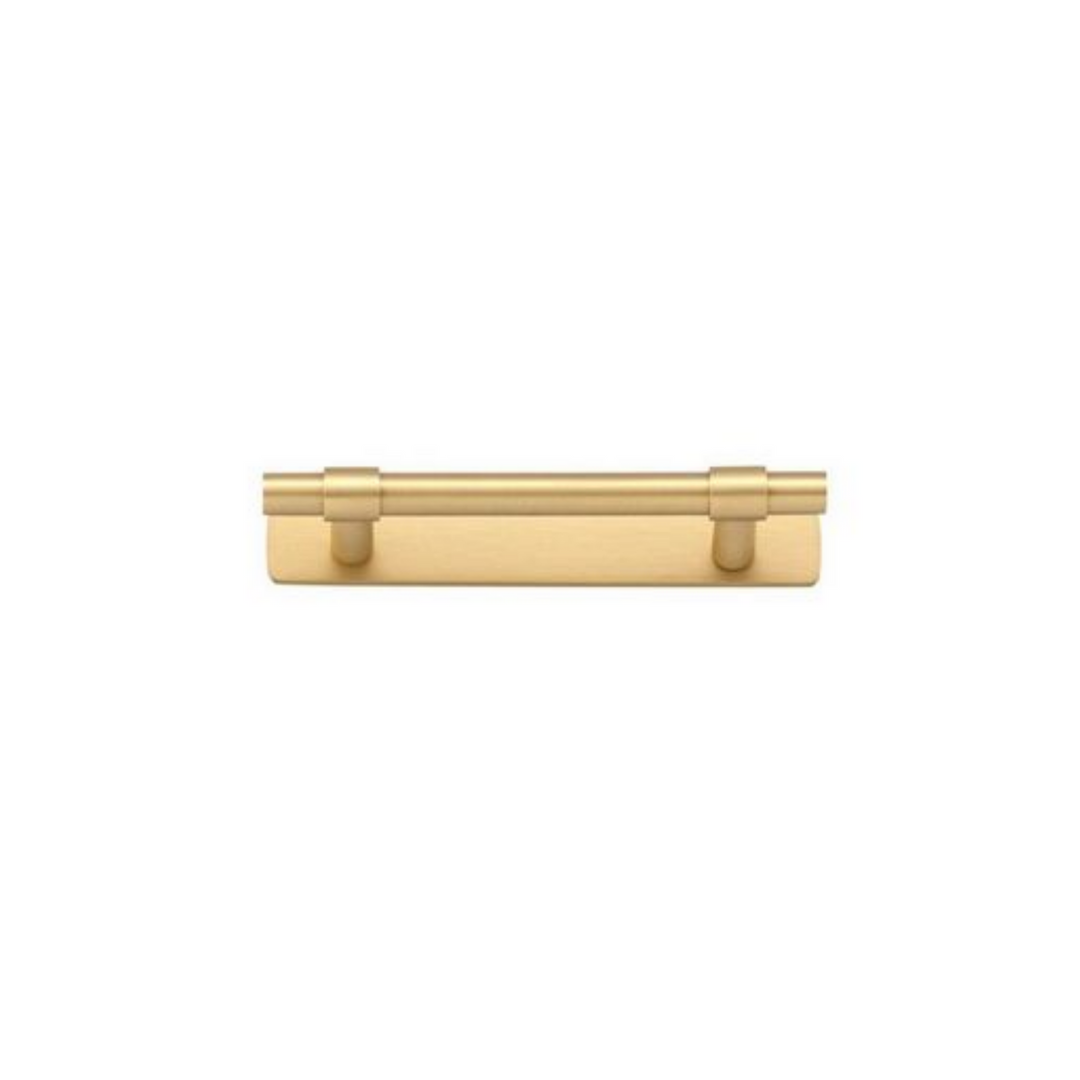 Helsinki Cabinet Pull with Backplate Brushed Brass CTC 96mm