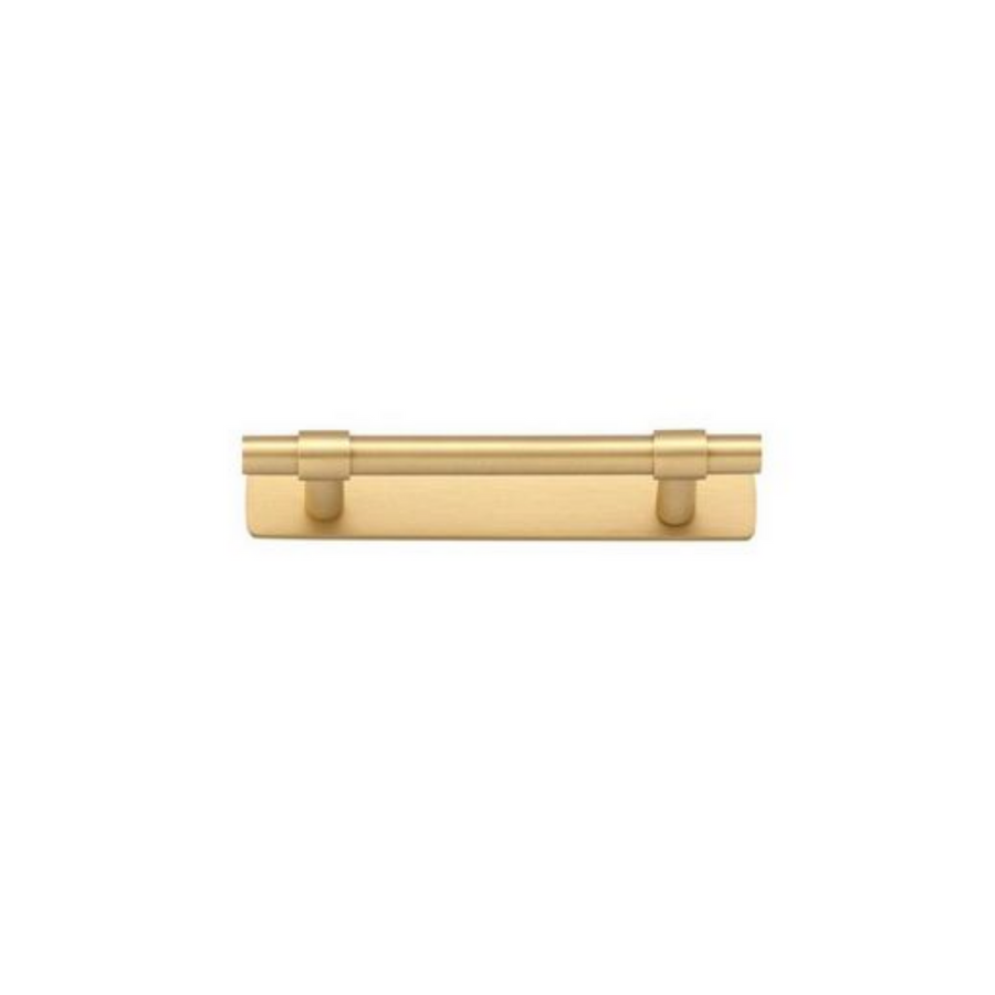 Helsinki Cabinet Pull with Backplate Brushed Brass CTC 96mm