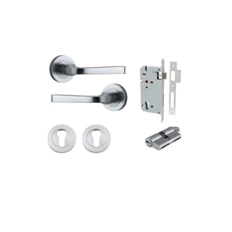 Annecy Lever on Rose Brushed Chrome Entrance Kit - Key/Key