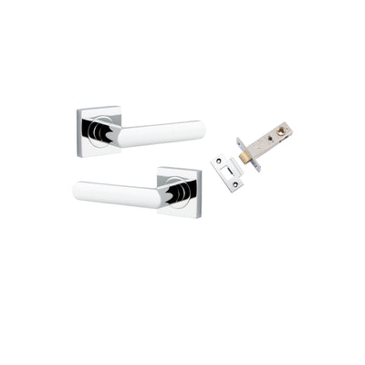 Osaka Lever on Square Rose Polished Chrome Passage Kit