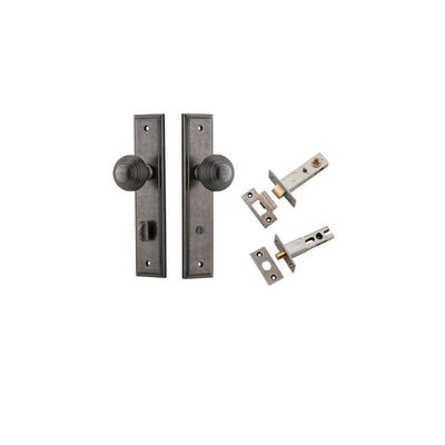 Guildford Knob Stepped Distressed Nickel Privacy Kit