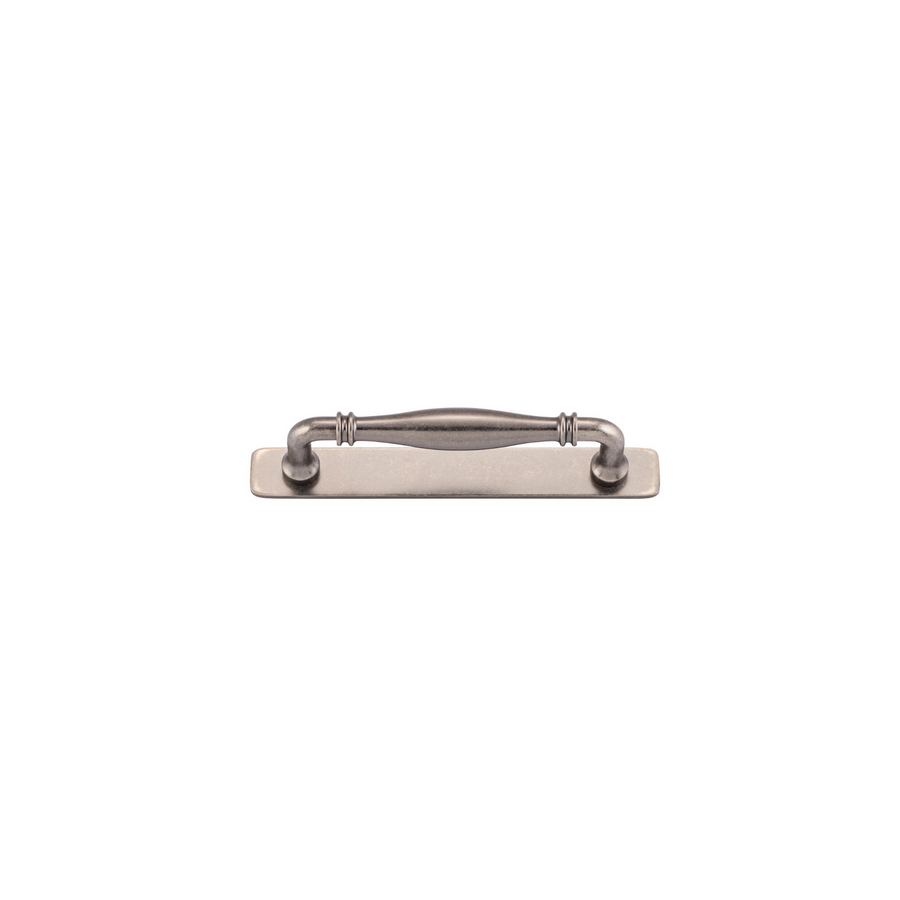 Sarlat Cabinet Pull with Backplate Distressed Nickel CTC 128mm