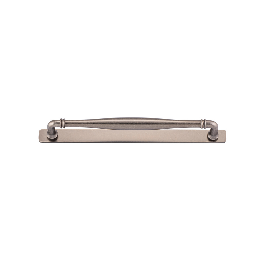 Sarlat Cabinet Pull with Backplate Distressed Nickel CTC 256mm