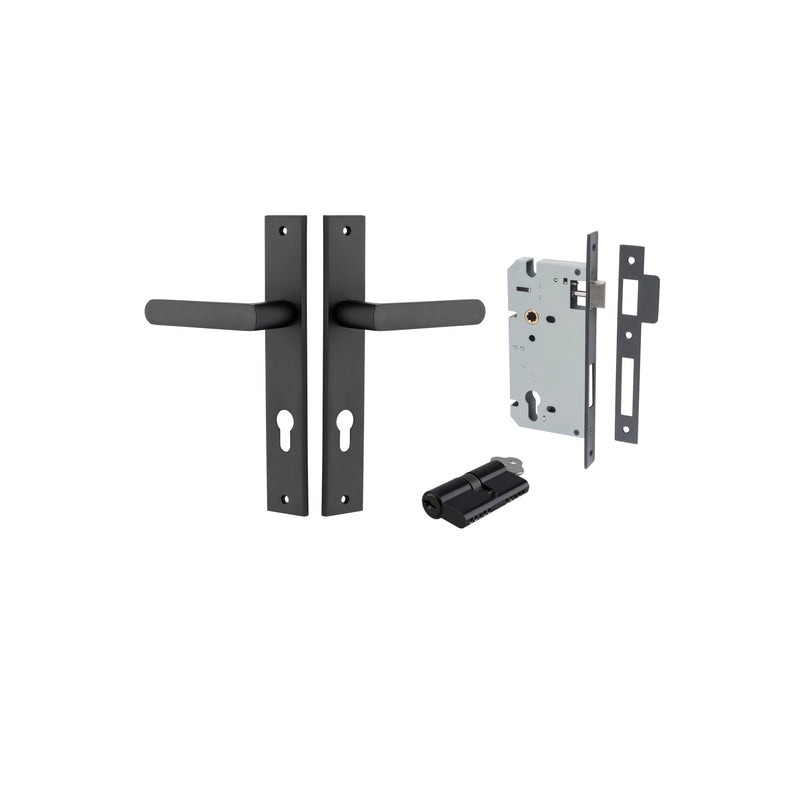 Osaka Lever Rectangular Matt Black Entrance Kit - Key/Key