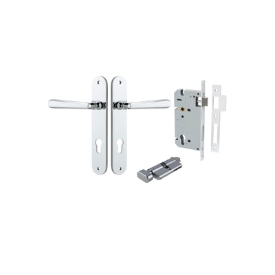 Copenhagen Lever Oval Polished Chrome Entrance Kit - Key/Thumb Turn