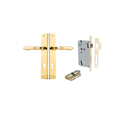 Sarlat Lever Rectangular Polished Brass Entrance Kit - Key/Key