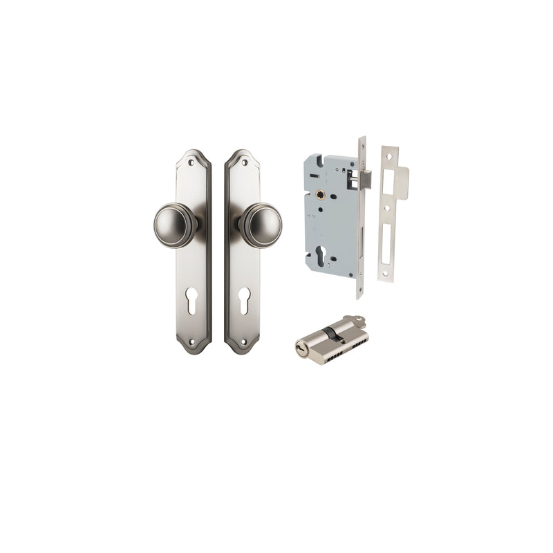 Paddington Knob Shouldered Satin Nickel Entrance Kit - Key/Key