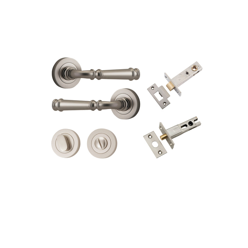 Verona Lever on Rose Satin Nickel Privacy Kit