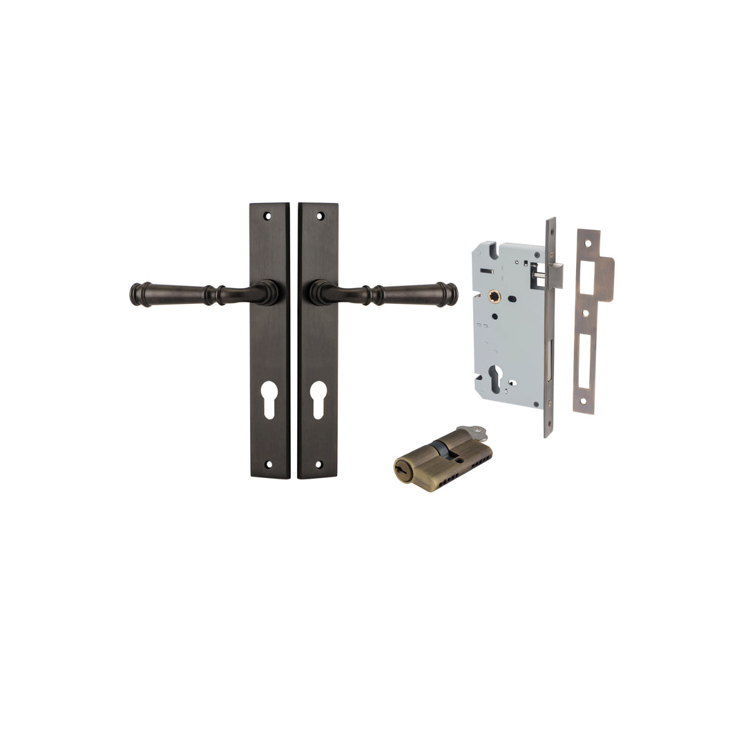 Verona Lever Rectangular Signature Brass Entrance Kit - Key/Key