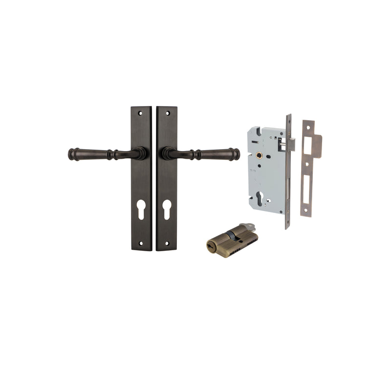 Verona Lever Rectangular Signature Brass Entrance Kit - Key/Key