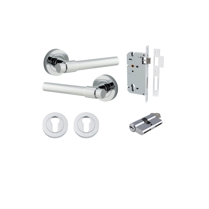 Helsinki Lever on Rose Polished Chrome Entrance Kit - Key/Key