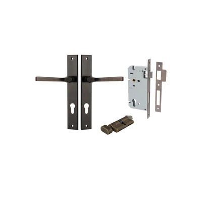 Annecy Lever Rectangular Signature Brass Entrance Kit - Key/Thumb Turn