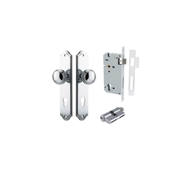 Paddington Knob Shouldered Polished Chrome Entrance Kit - Key/Key