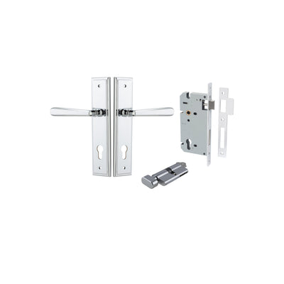 Copenhagen Lever Stepped Polished Chrome Entrance Kit - Key/Thumb Turn