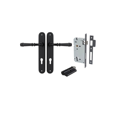 Verona Lever Oval Matt Black Entrance Kit - Key/Key