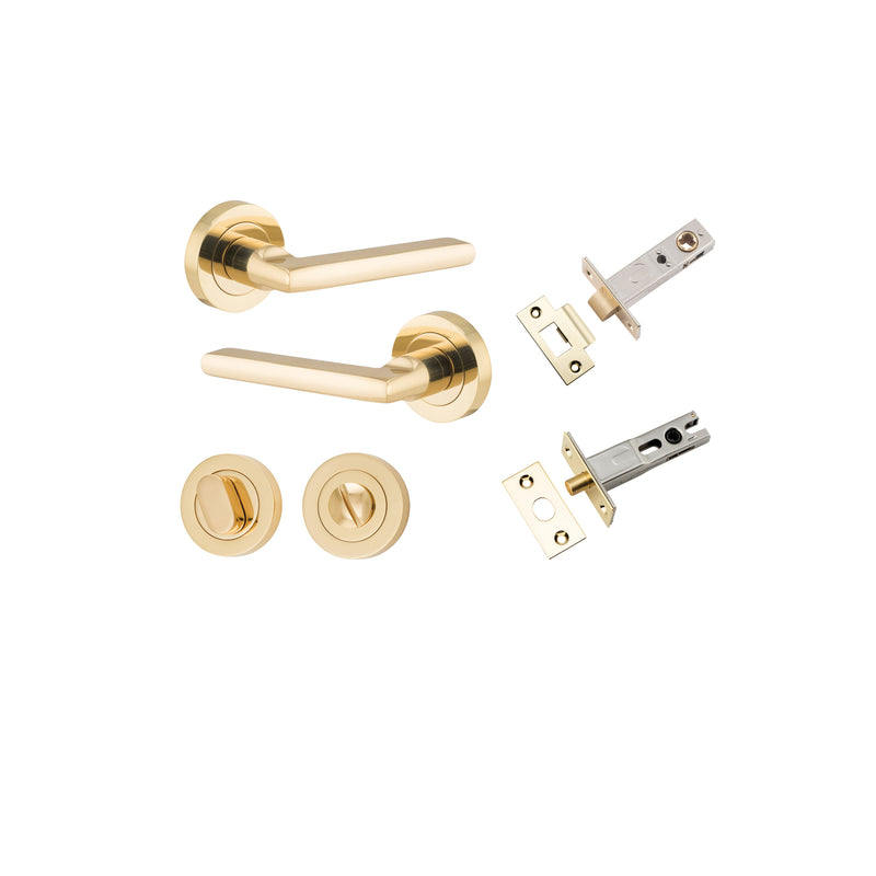 Baltimore Lever on Rose Polished Brass Privacy Kit