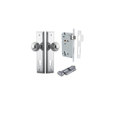 Guildford Knob Stepped Polished Chrome Entrance Kit - Key/Thumb Turn