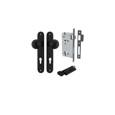 Guildford Knob Oval Matt Black Entrance Kit - Key/Thumb Turn