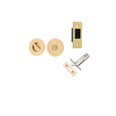 Sliding Door Privacy Kit Round Brushed Brass