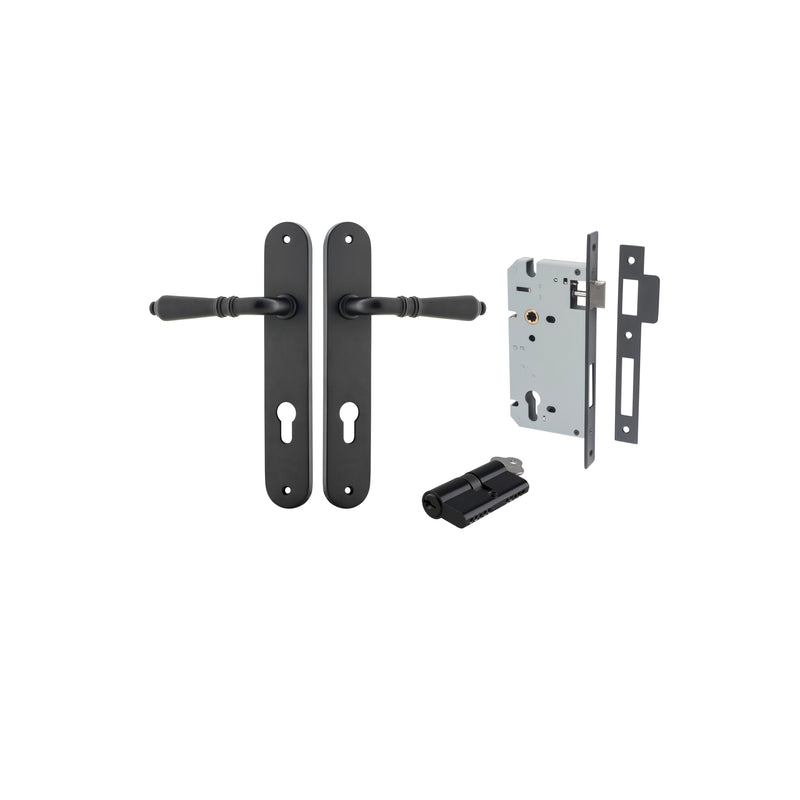 Sarlat Lever Oval Matt Black Entrance Kit - Key/Key