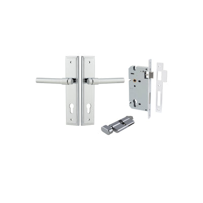 Helsinki Lever Stepped Polished Chrome Entrance Kit - Key/Thumb Turn