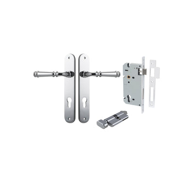 Verona Lever Oval Polished Chrome Entrance Kit - Key/Thumb Turn