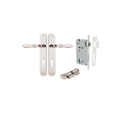 Sarlat Lever Oval Polished Nickel Entrance Kit - Key/Thumb Turn