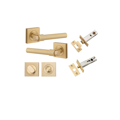 Helsinki Lever on Square Rose Brushed Brass Privacy Kit