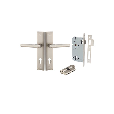 Helsinki Lever Stepped Satin Nickel Entrance Kit - Key/Key