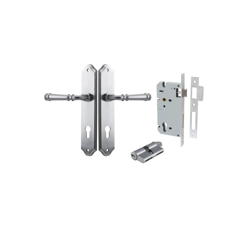 Verona Lever Shouldered Brushed Chrome Entrance Kit - Key/Key