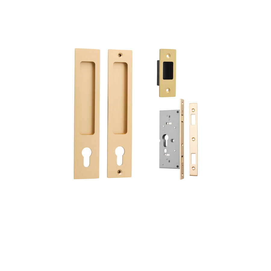 Sliding Door Euro Entrance Kit Rectangular Brushed Brass