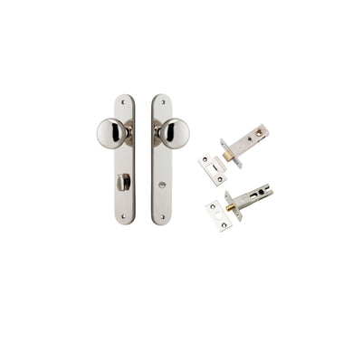 Cambridge Knob Oval Polished Nickel Privacy Kit