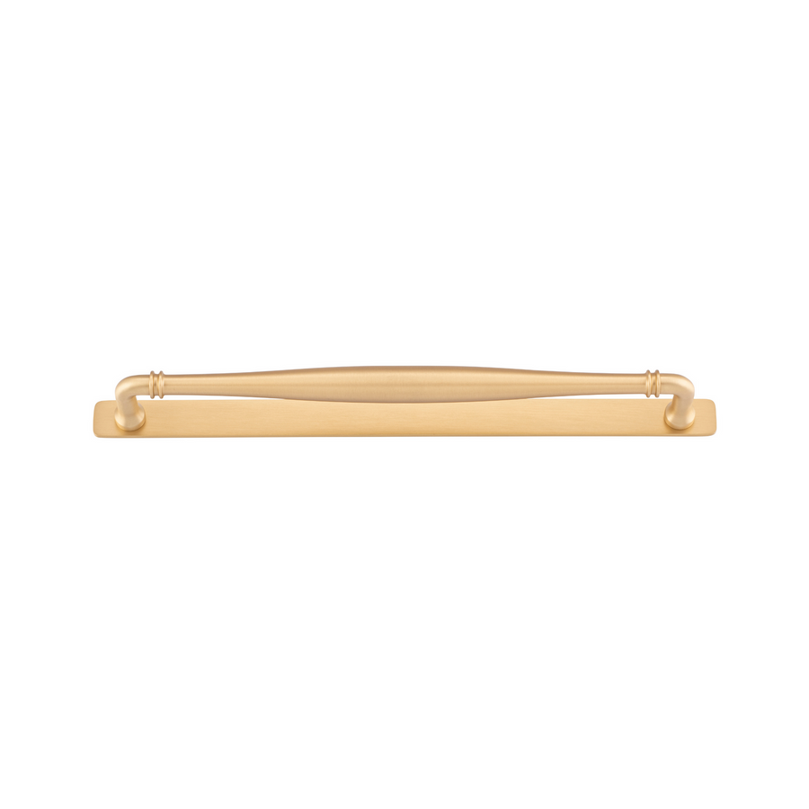 Sarlat Cabinet Pull with Backplate Brushed Brass CTC 320mm
